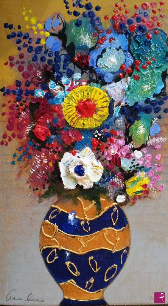 quadri in vendita online - Vaso con fiori