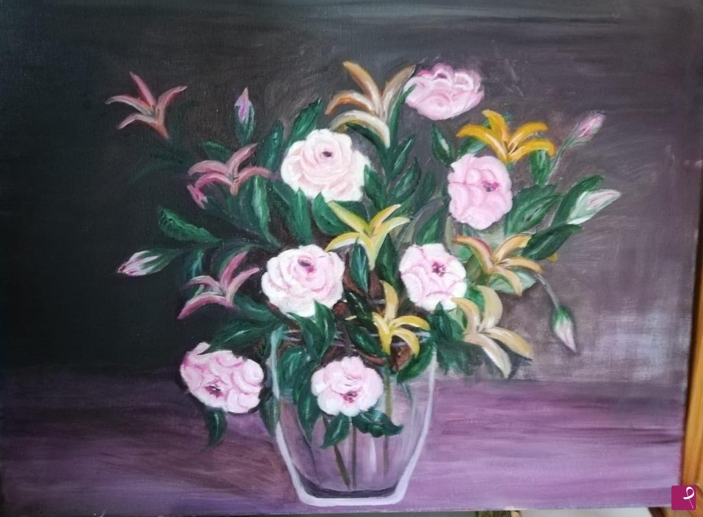 quadri in vendita online - Vaso con fiori