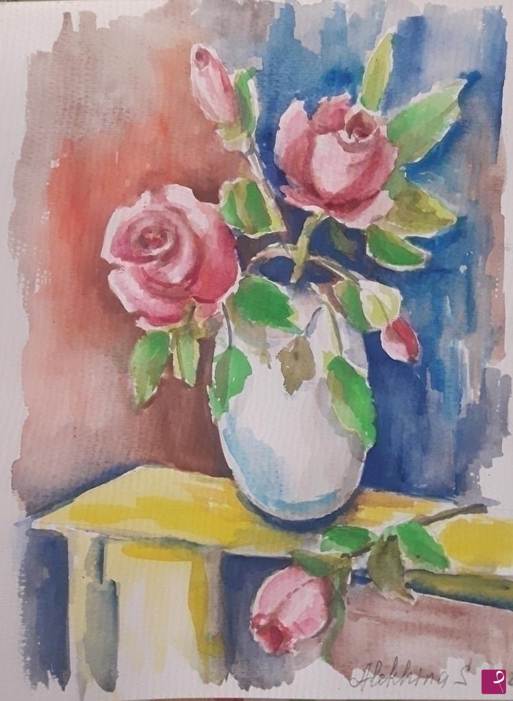 quadri in vendita online - Vaso con fiori 