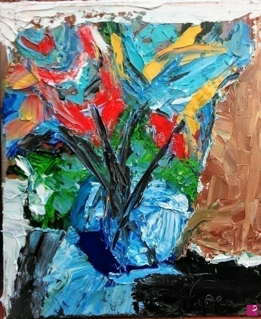 quadri in vendita online - Vaso con fiori