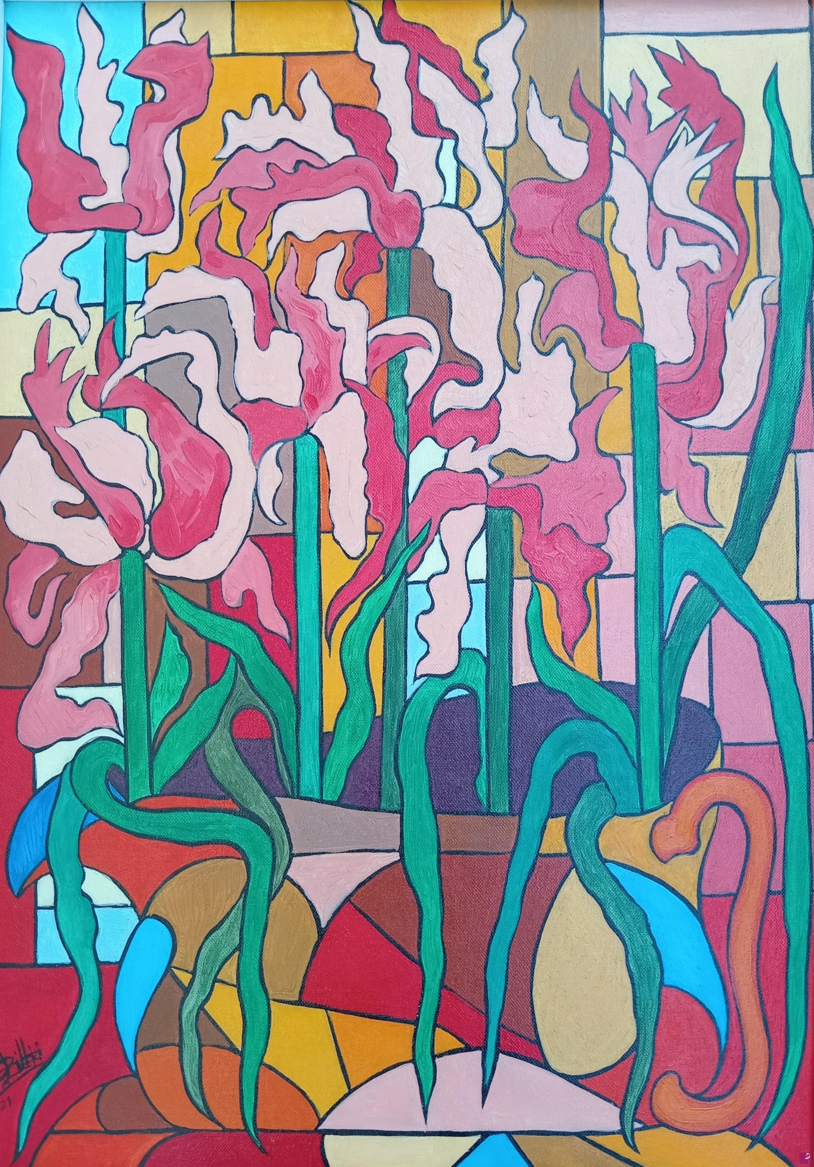 quadri in vendita online - Vaso con fiori  (Cat. n°223)