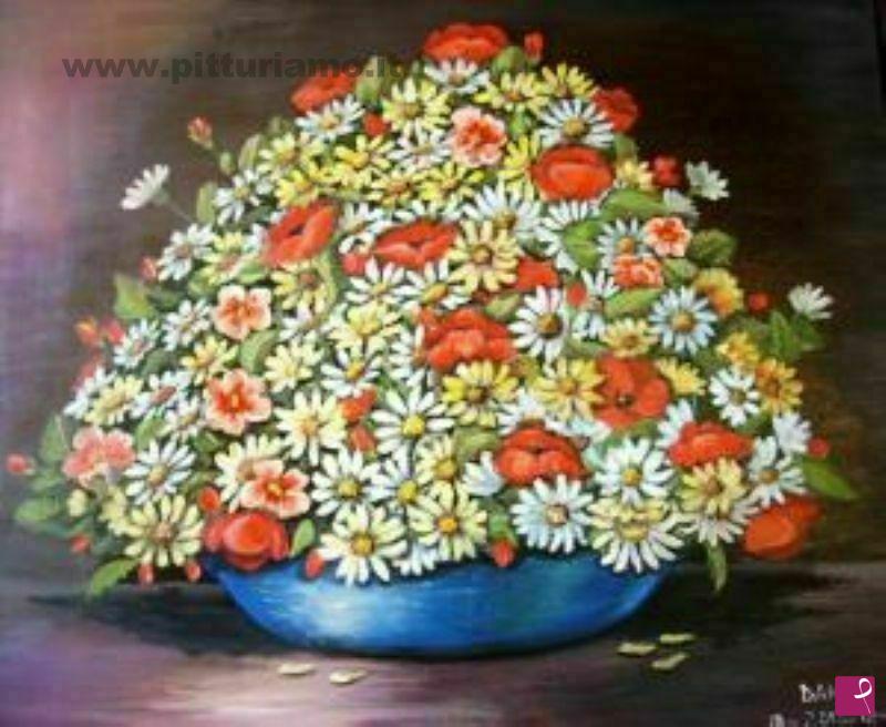 quadri in vendita online - VASO CON FIORI DI CAMPO