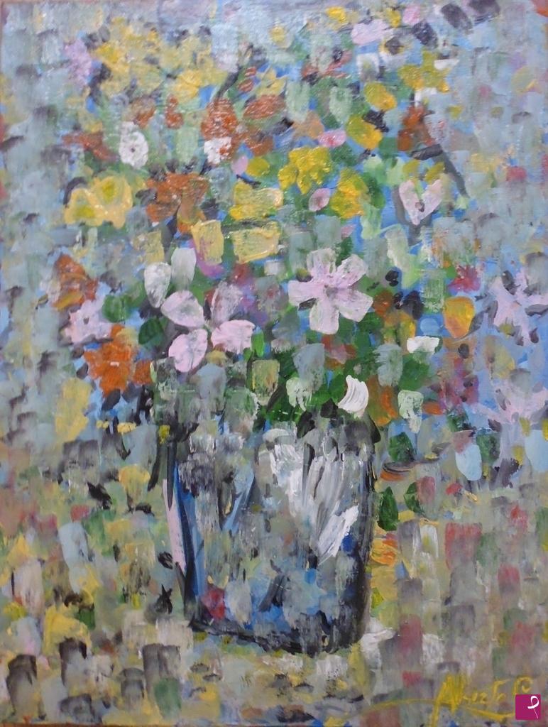quadri in vendita online - vaso con fiori di campo