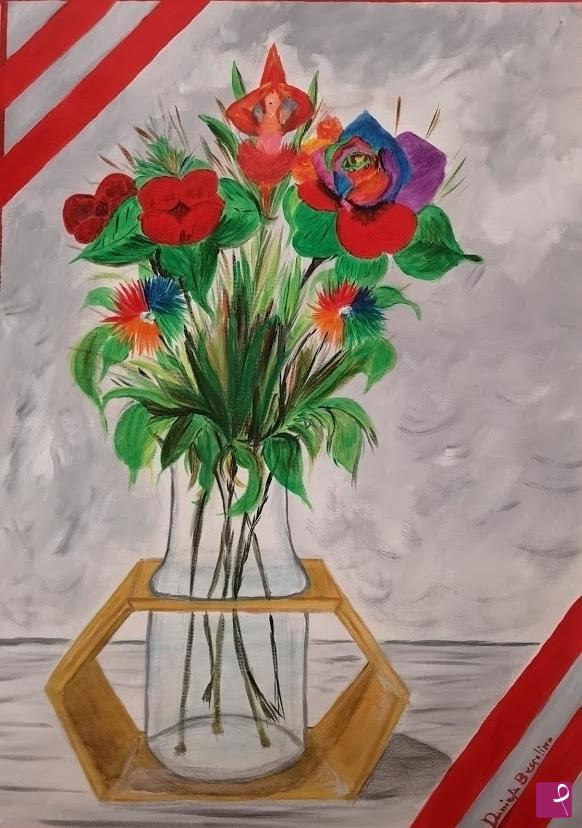 quadri in vendita online - Vaso con fiori esotici