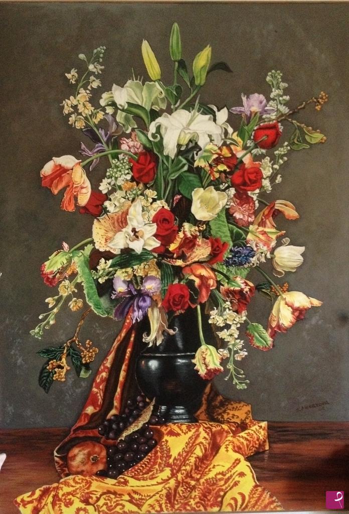 quadri in vendita online - Vaso con fiori in stile fiammingo