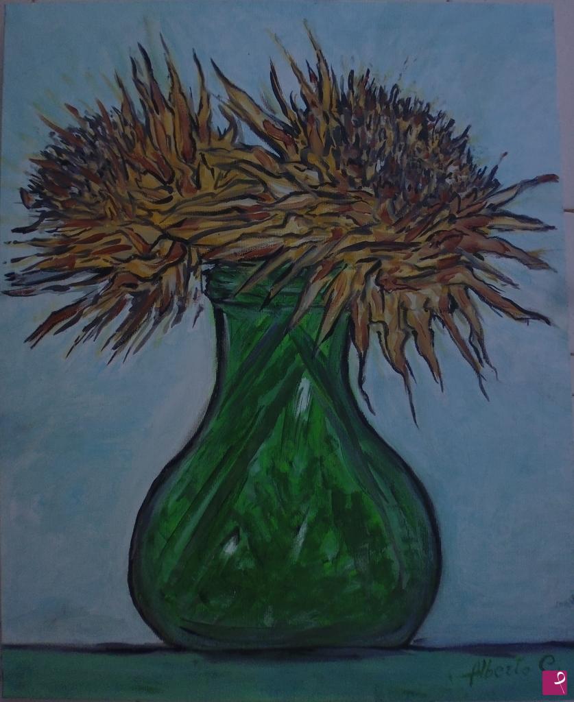 quadri in vendita online - Vaso con fiori secchi