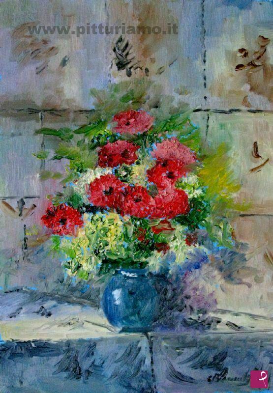 quadri in vendita online - vaso con fiori sul tavolo