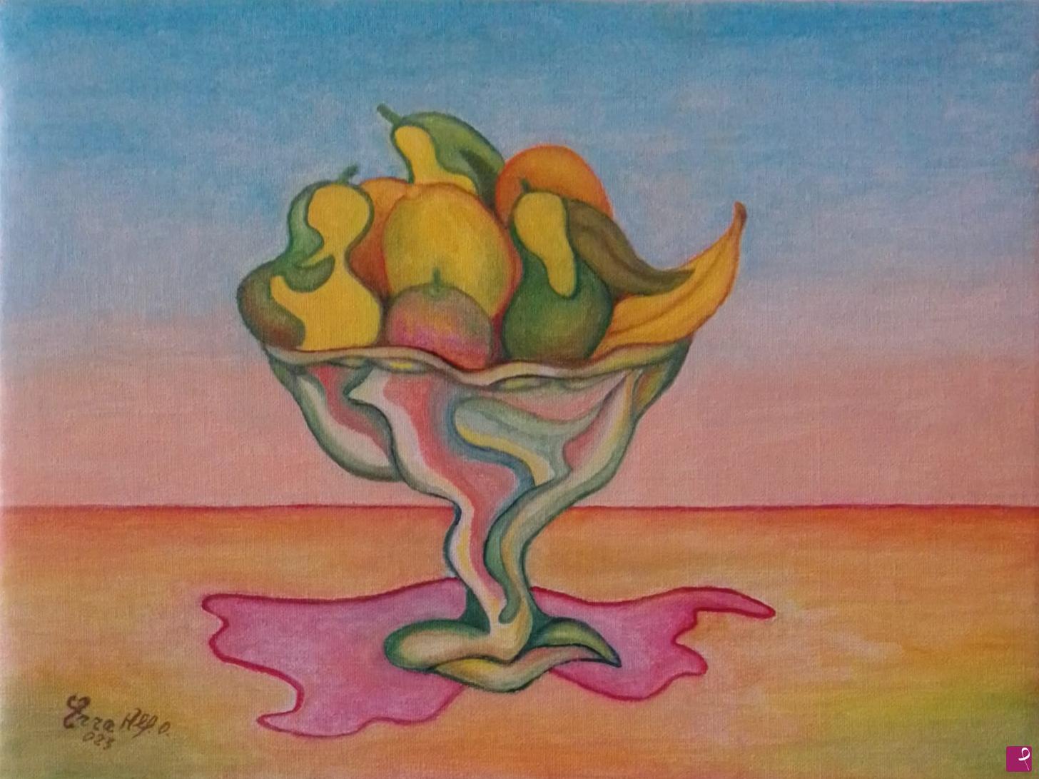 quadri in vendita online - Vaso con frutta