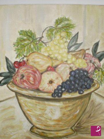 quadri in vendita online - Vaso con frutta mista
