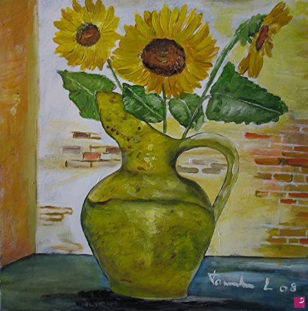 quadri in vendita online - VASO CON GIRASOLI