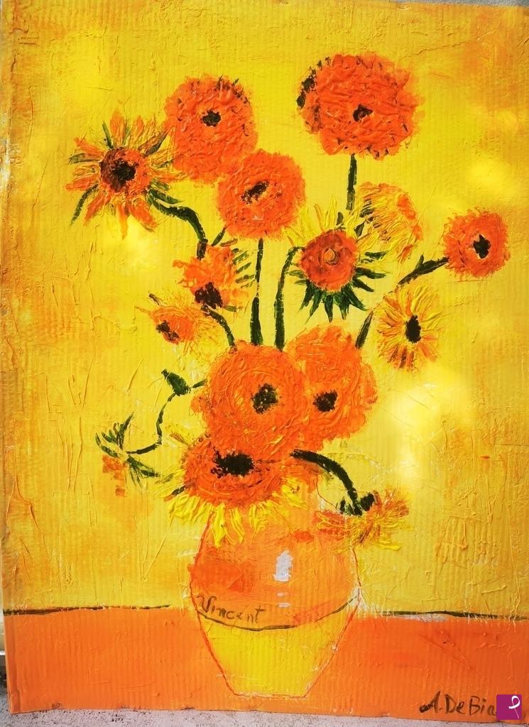 quadri in vendita online - Vaso con girasoli 