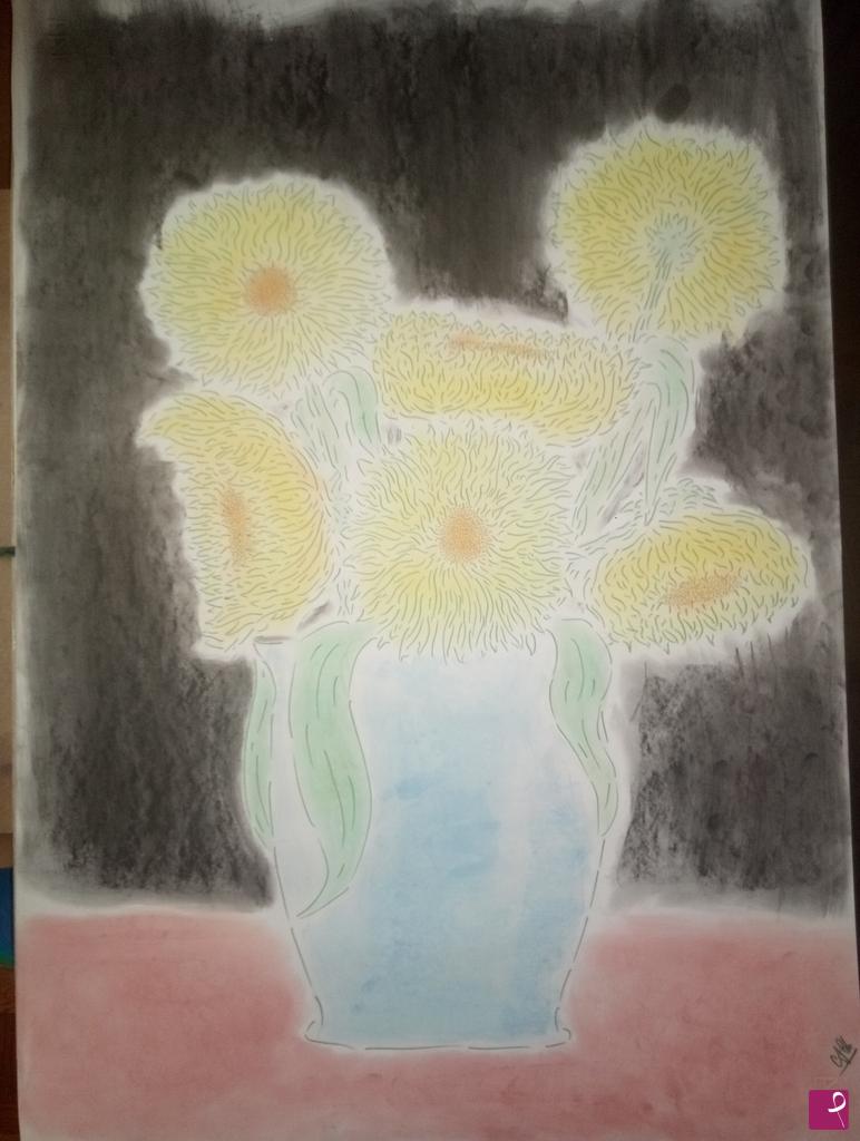 quadri in vendita online - Vaso con girasoli