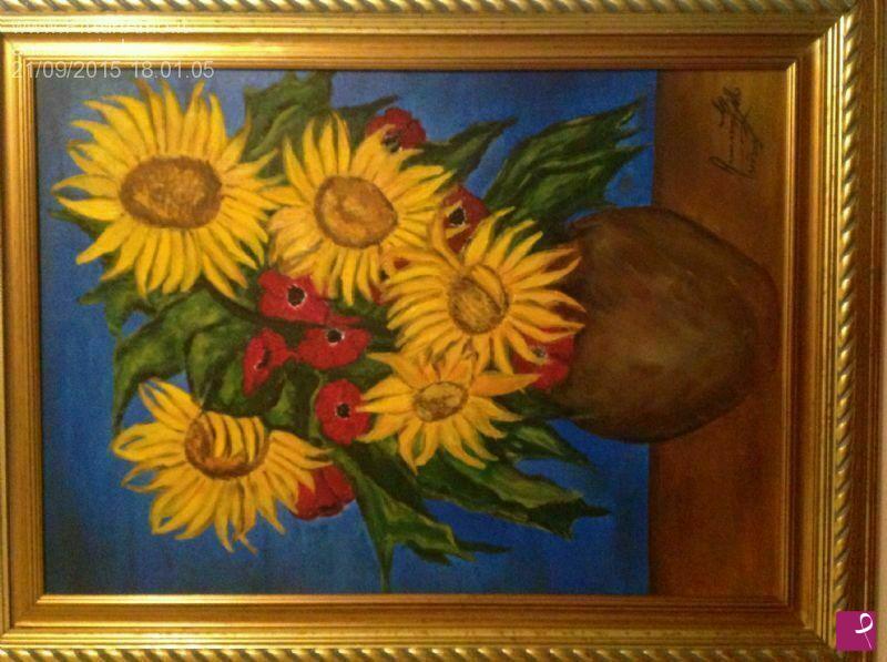 quadri in vendita online - vaso con girasoli
