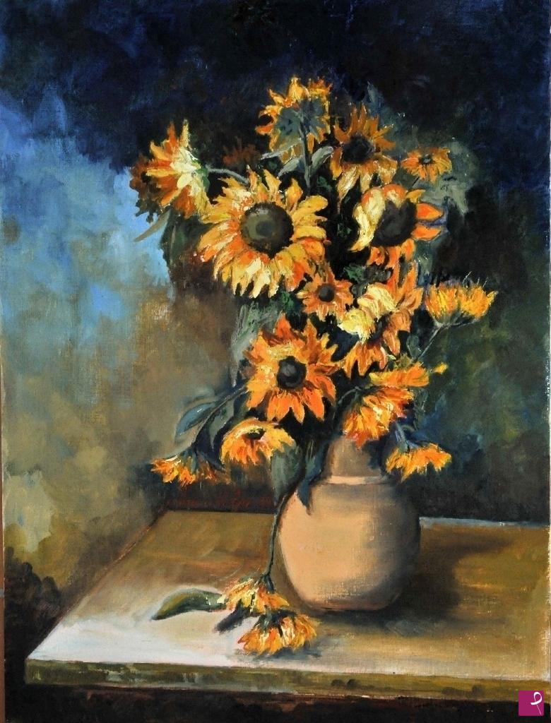 quadri in vendita online - Vaso con girasoli