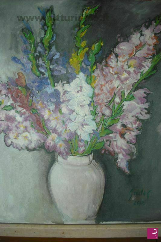 quadri in vendita online - Vaso con gladioli