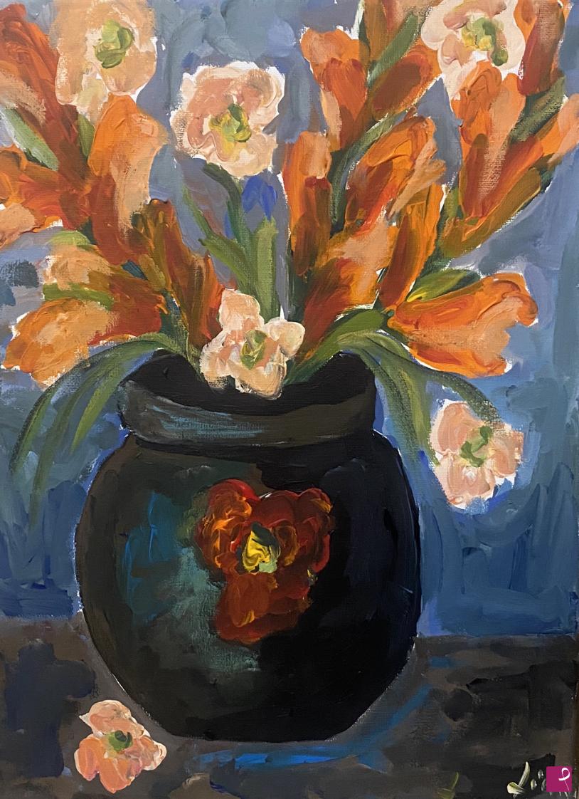 quadri in vendita online - Vaso con gladioli