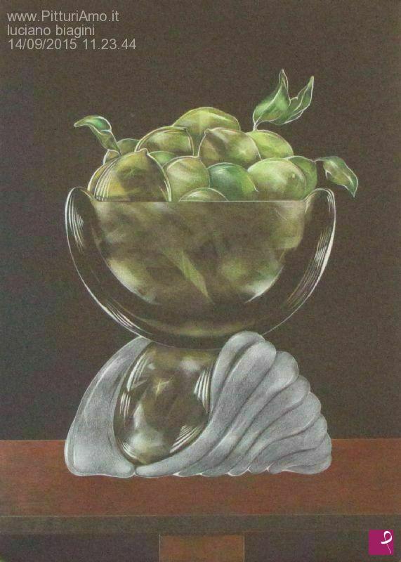quadri in vendita online - vaso con limoni di cristallo