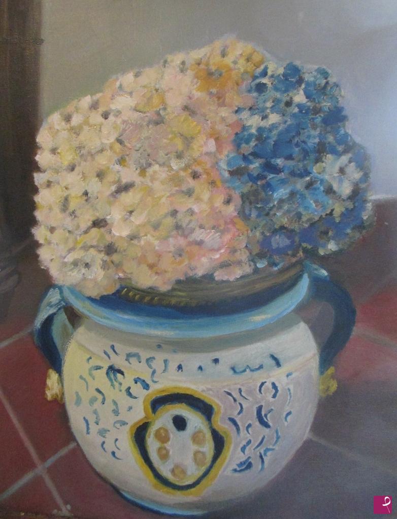 quadri in vendita online - Vaso con ortensie