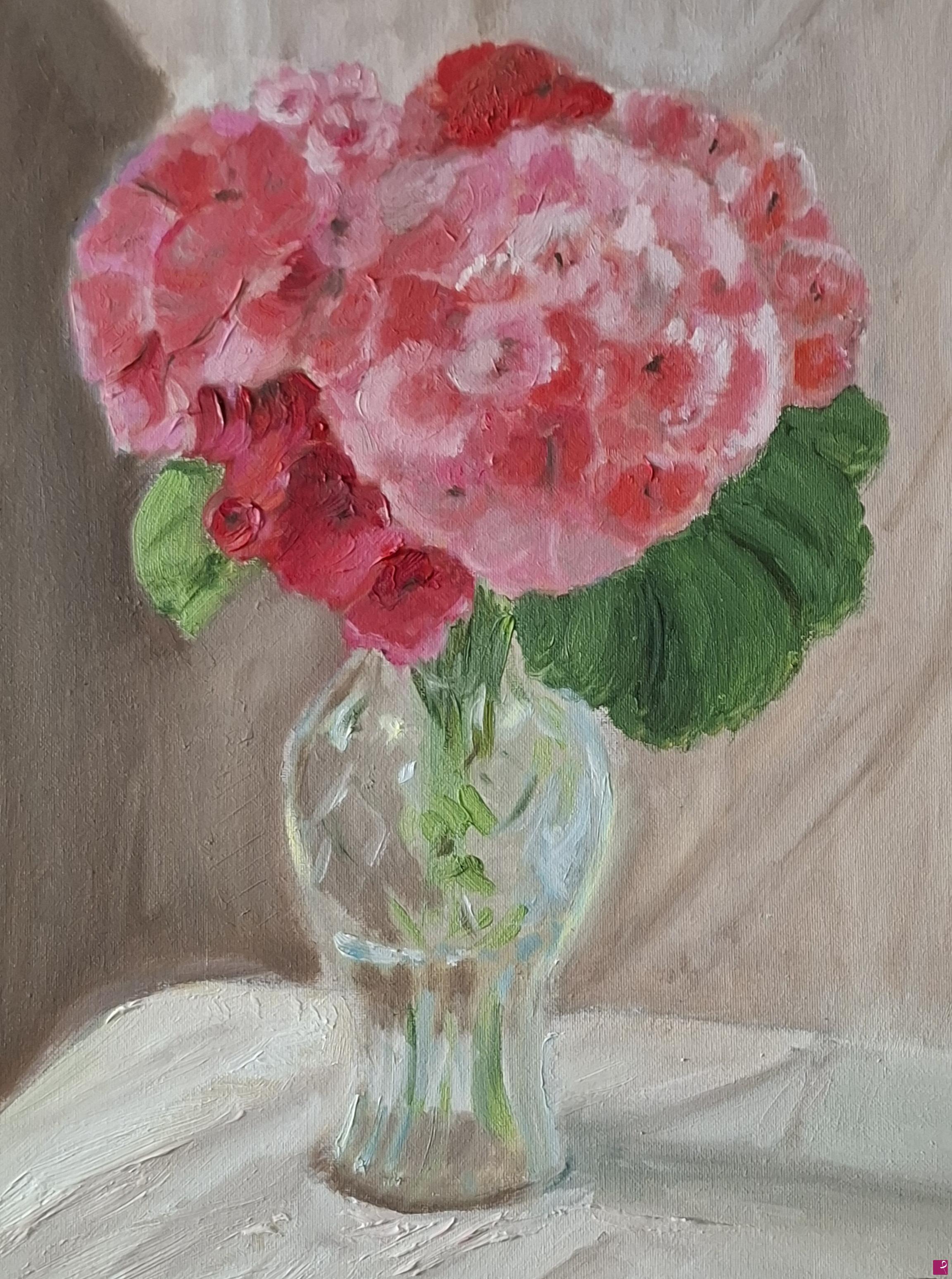 quadri in vendita online - Vaso con ortensie