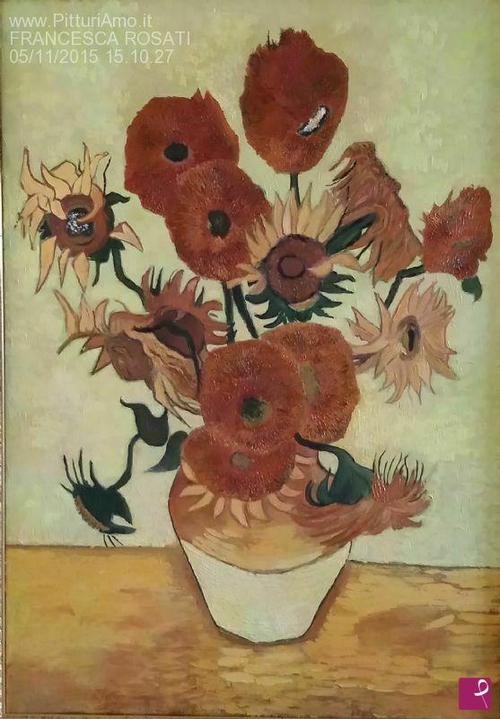 quadri in vendita online - VASO CON QUINDICI GIRASOLI