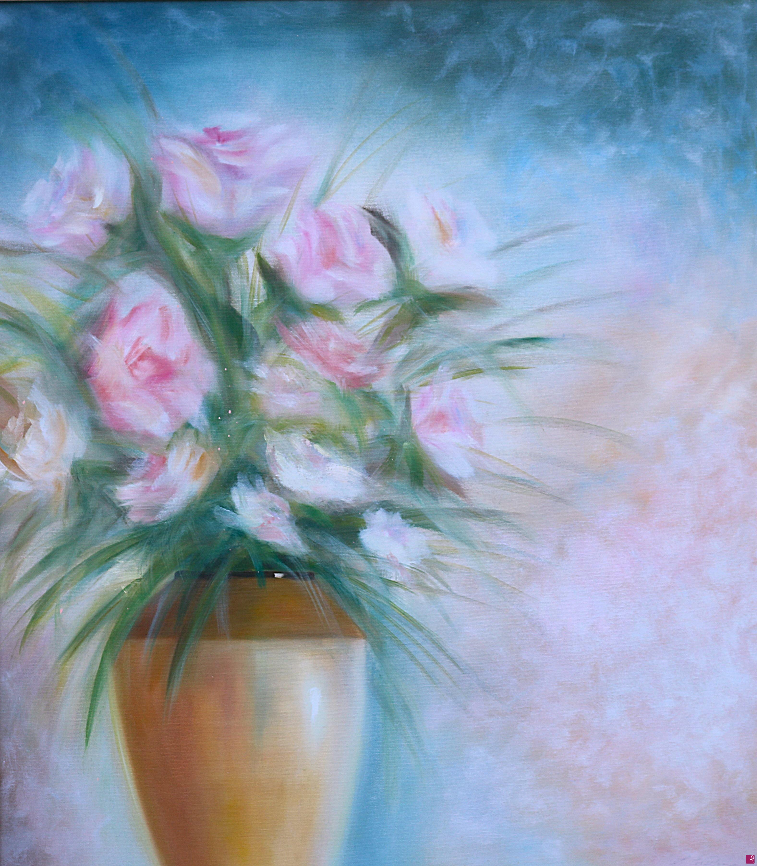 quadri in vendita online - Vaso con rose