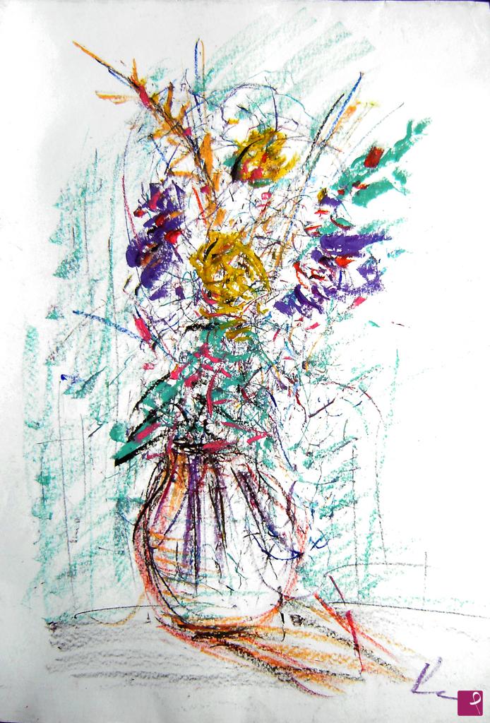 quadri in vendita online - Vaso di Cristallo con Fiori