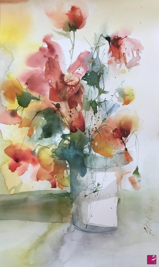 quadri in vendita online - Vaso di fiori 