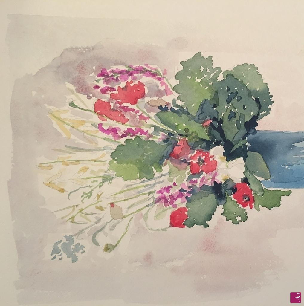 quadri in vendita online - Vaso di fiori azzurro
