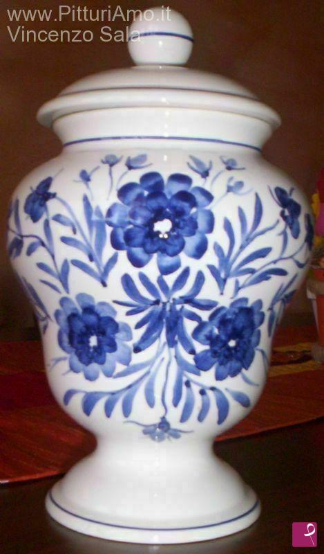 quadri in vendita online - vaso di fiori blu