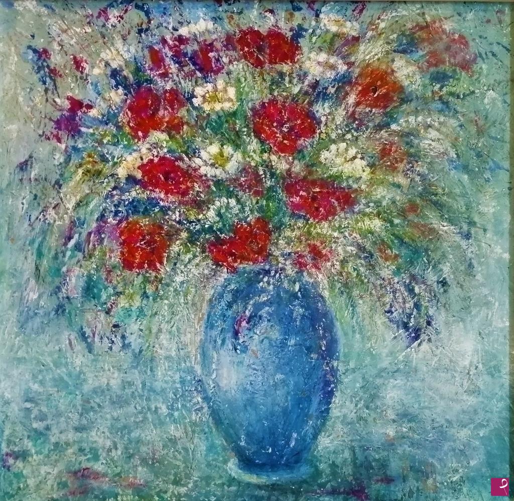 quadri in vendita online - Vaso di fiori campestri