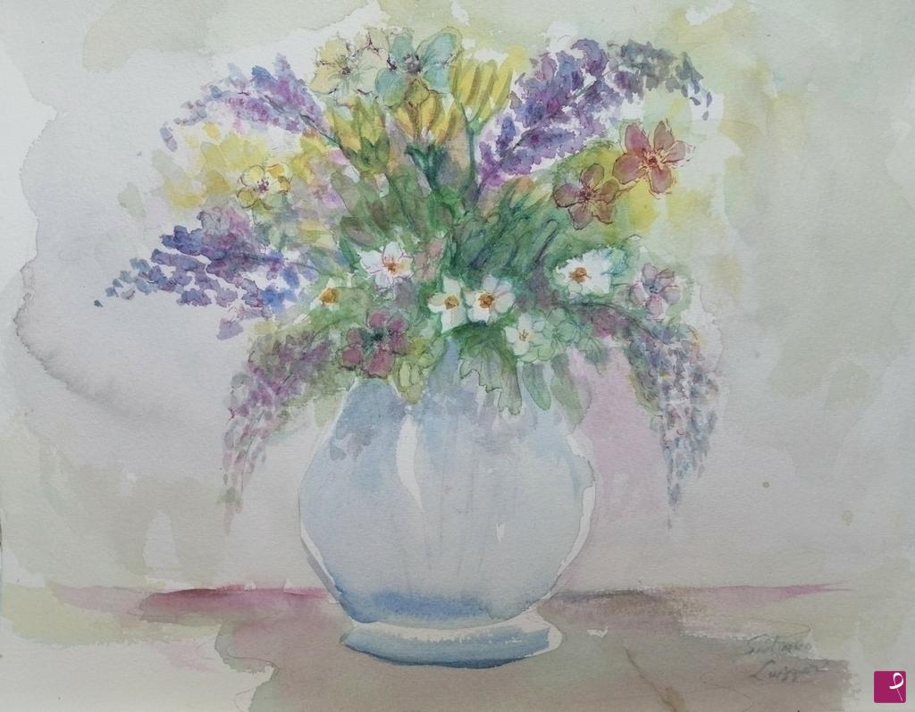 quadri in vendita online - Vaso di fiori campestri