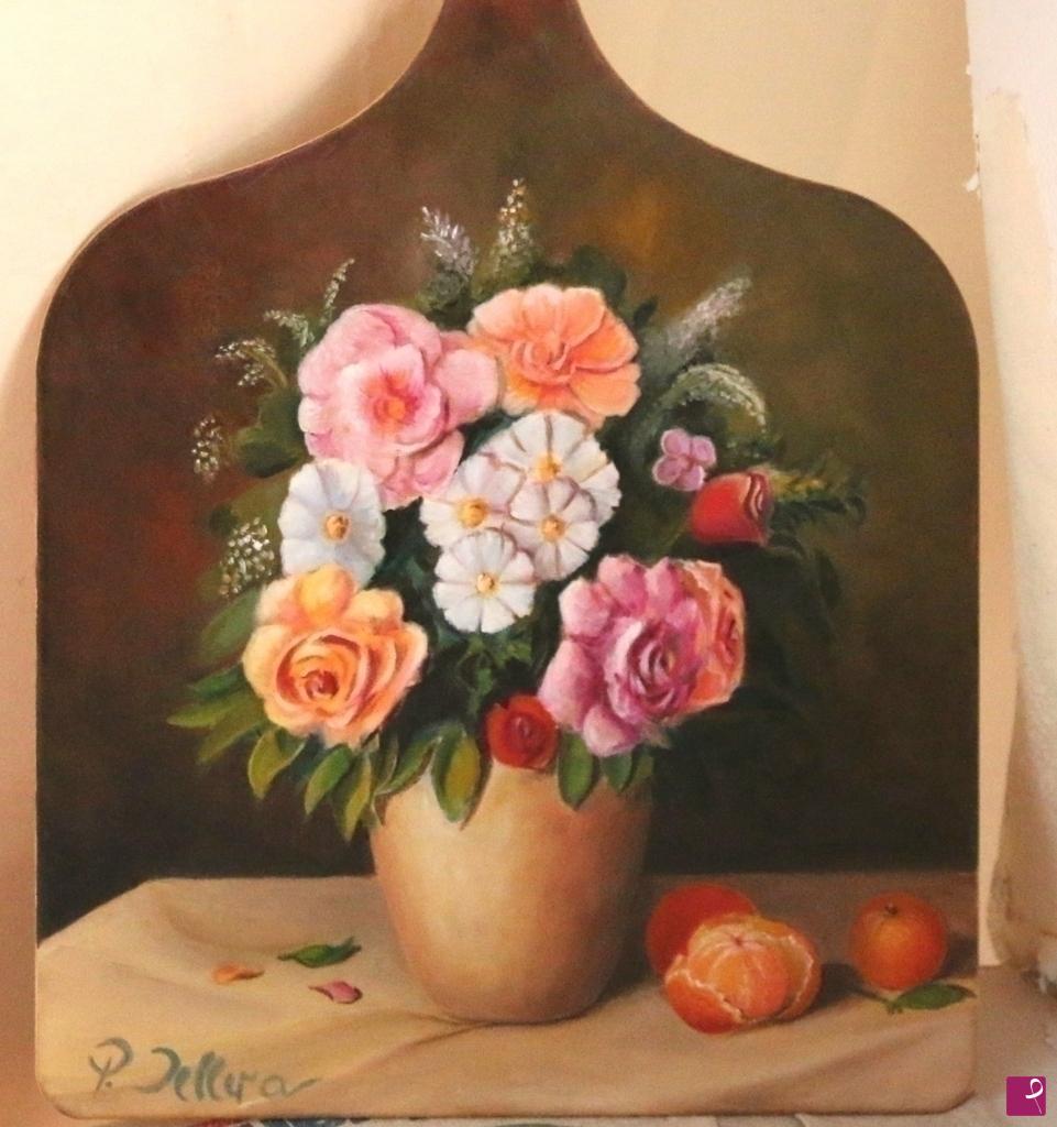 quadri in vendita online - vaso di fiori con mandarini