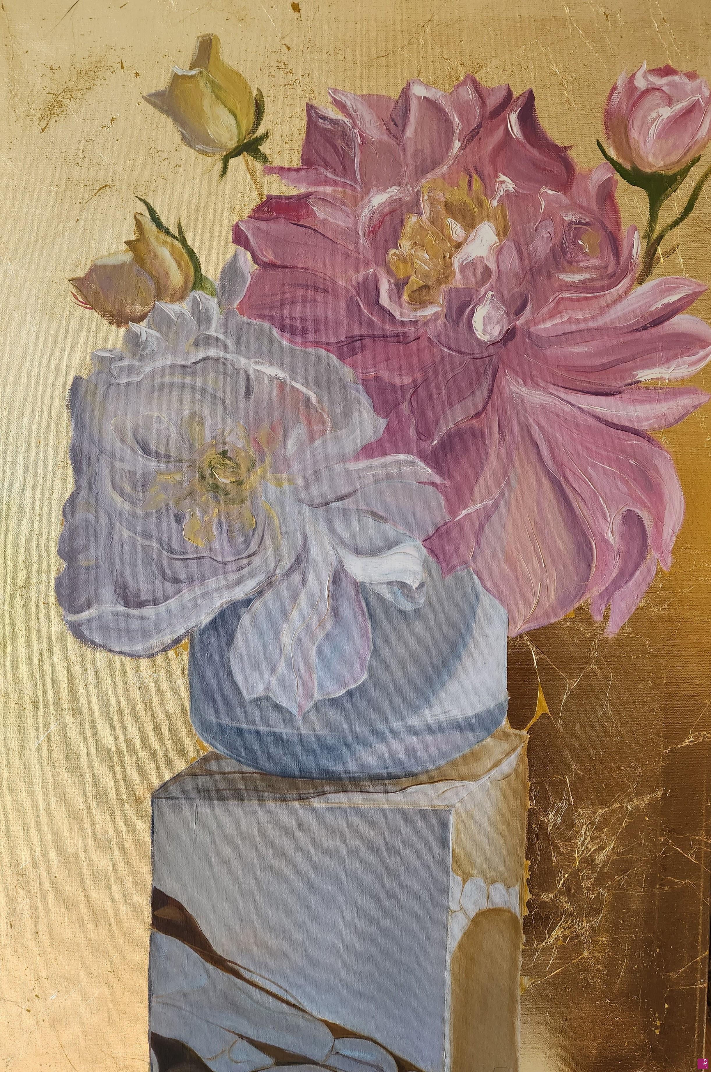 quadri in vendita online - 'Vaso di fiori in marmo'