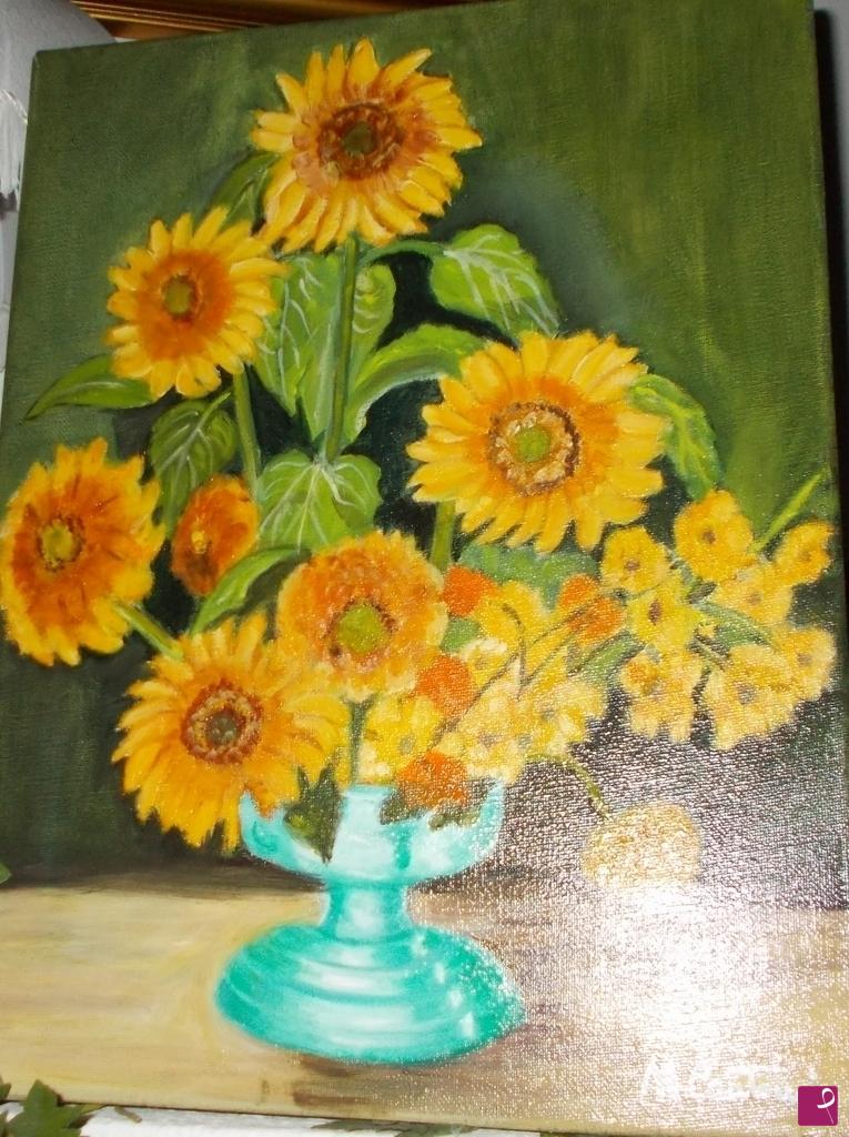 quadri in vendita online - vaso di girasole