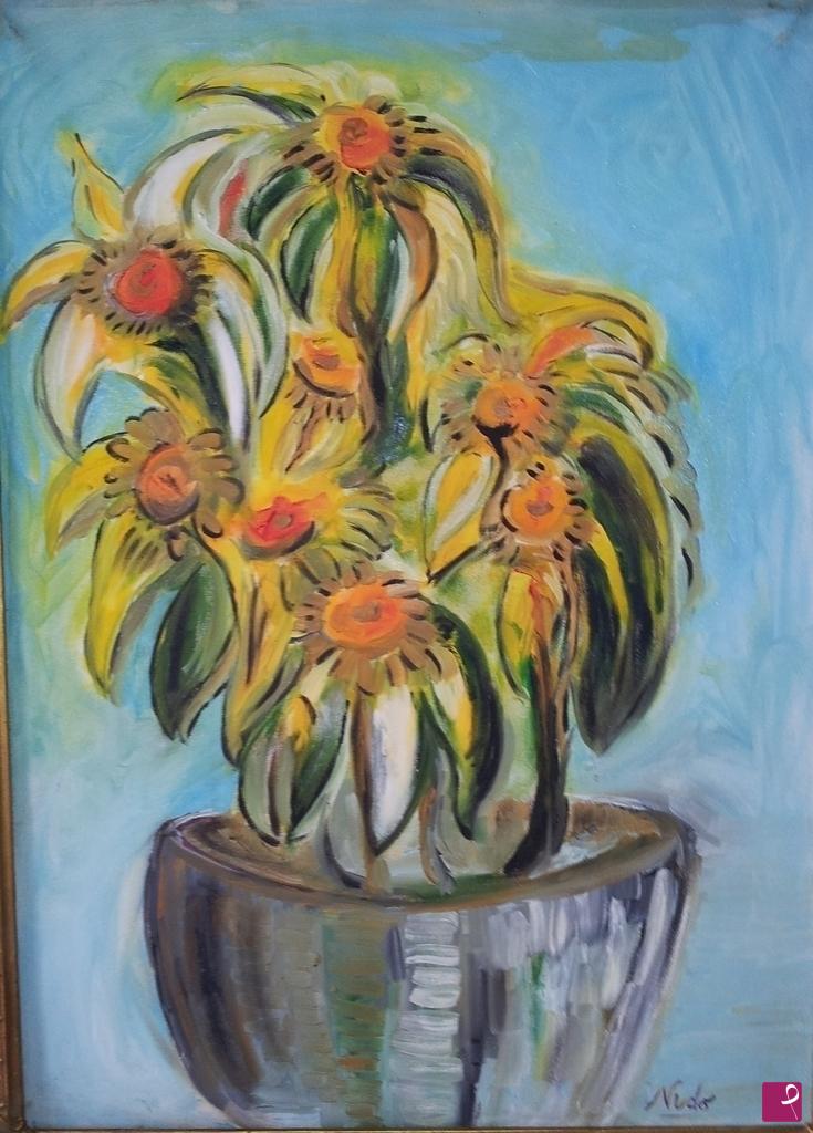 quadri in vendita online - Vaso di girasoli