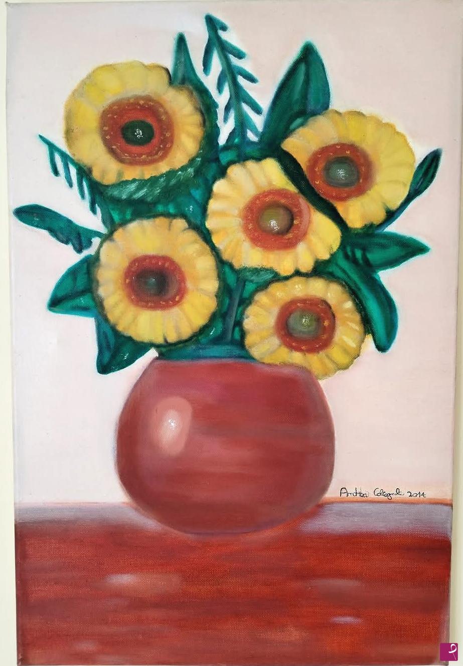 quadri in vendita online - Vaso di girasoli