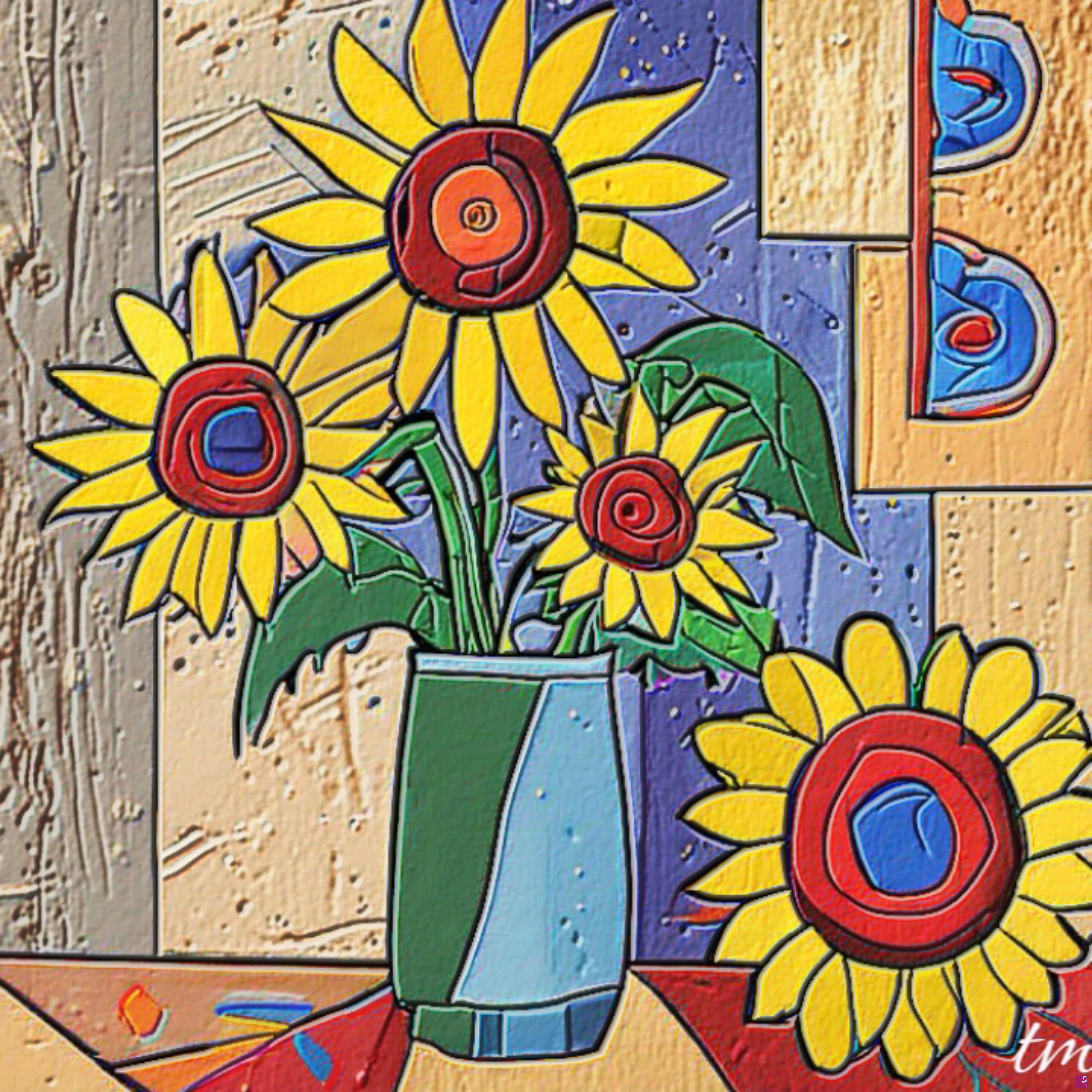 quadri in vendita online - Vaso di girasoli 