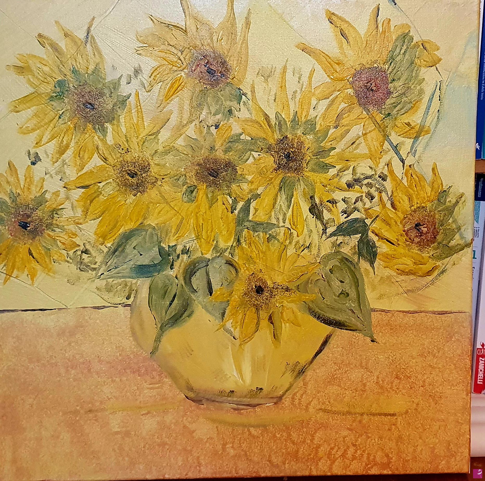 quadri in vendita online - Vaso di Girasoli