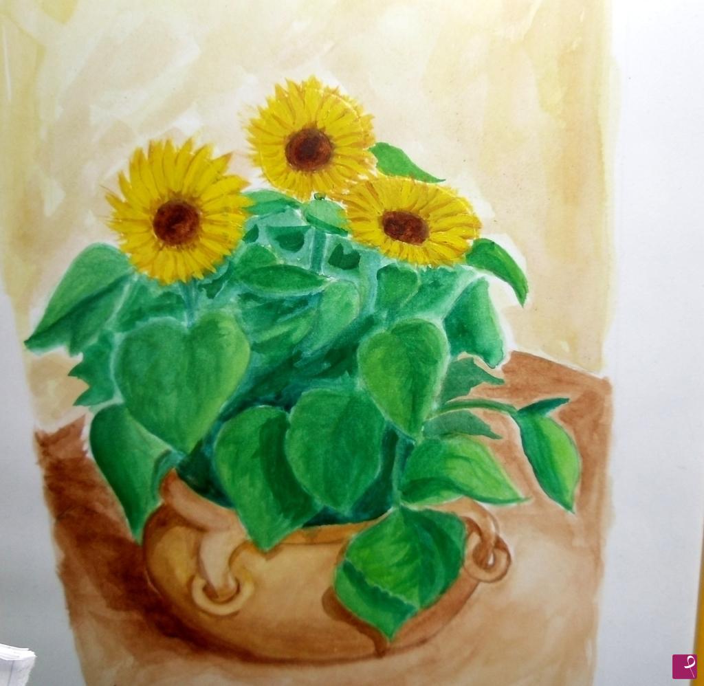 quadri in vendita online - vaso di girasoli