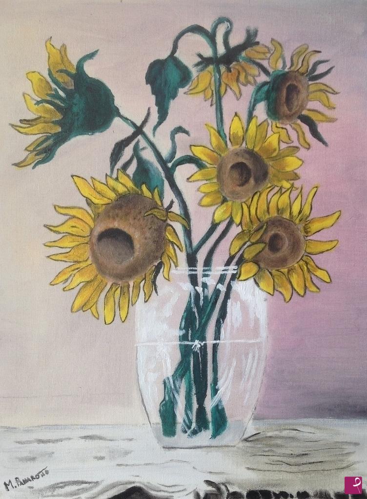 quadri in vendita online - Vaso di girasoli