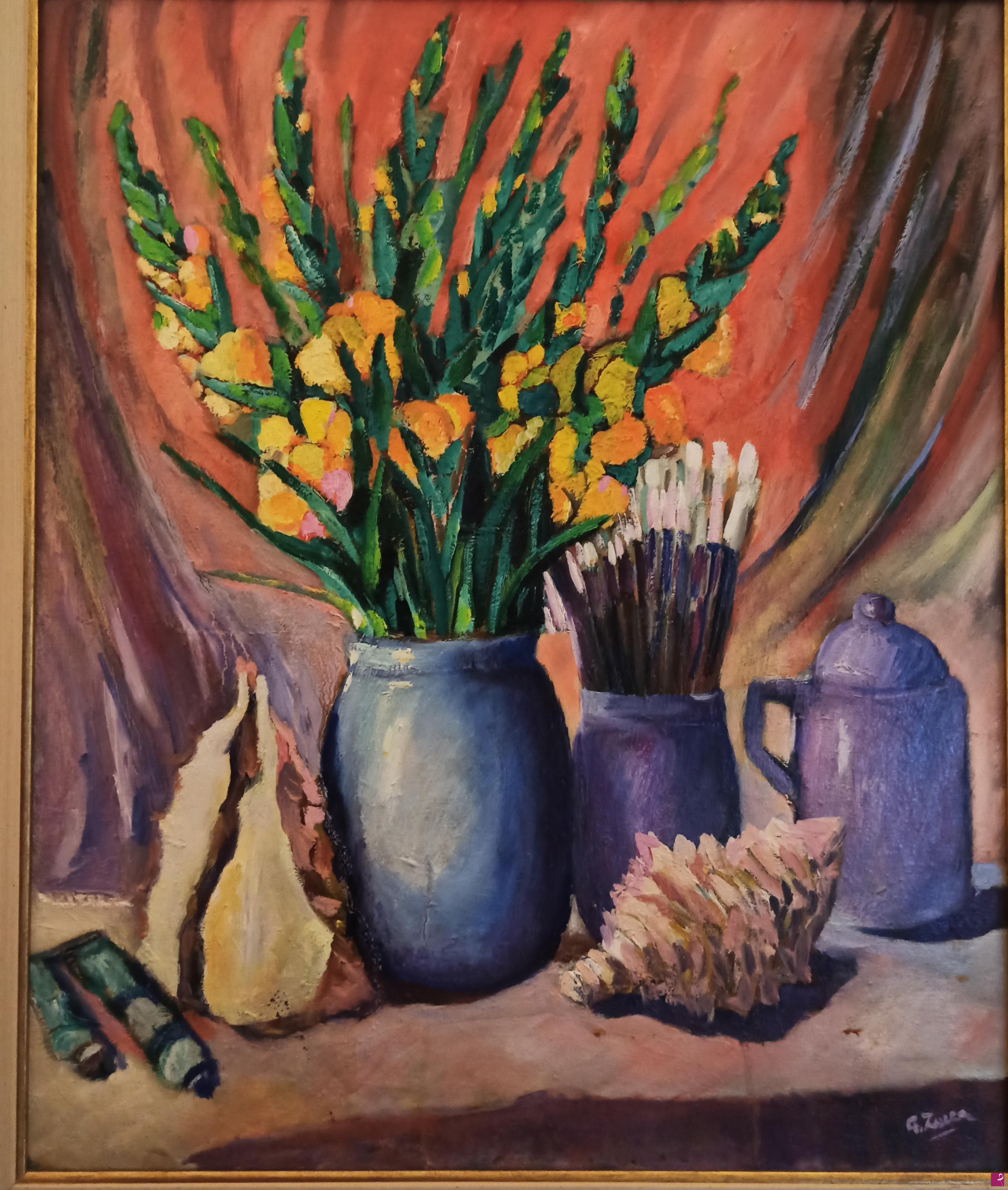 quadri in vendita online - Vaso di gladioli