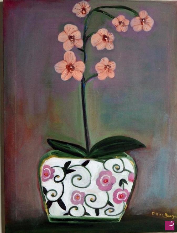 quadri in vendita online - Vaso di orchidee