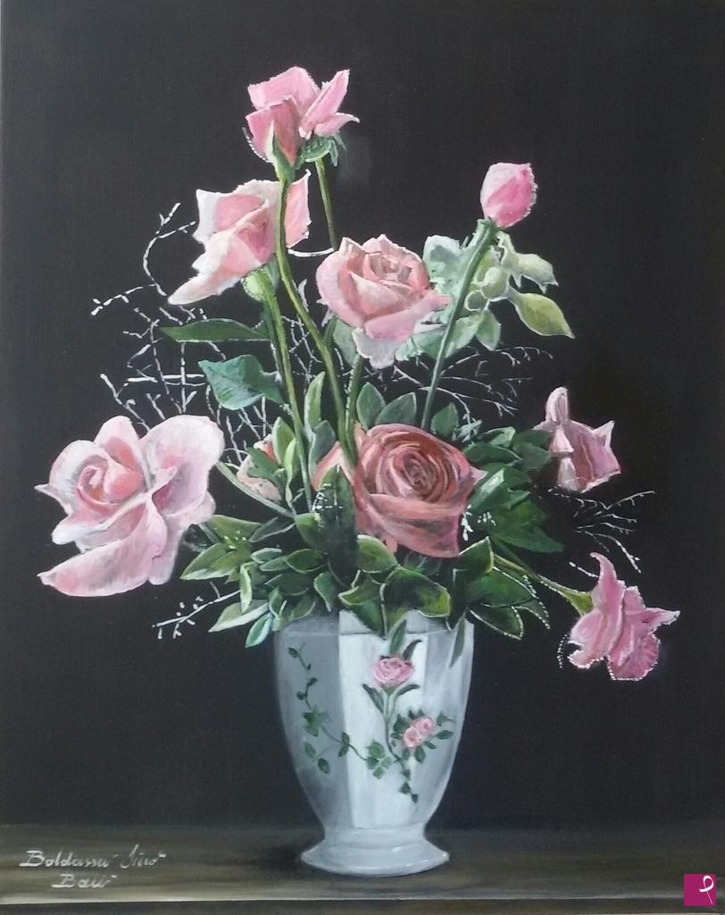quadri in vendita online - Vaso di rose