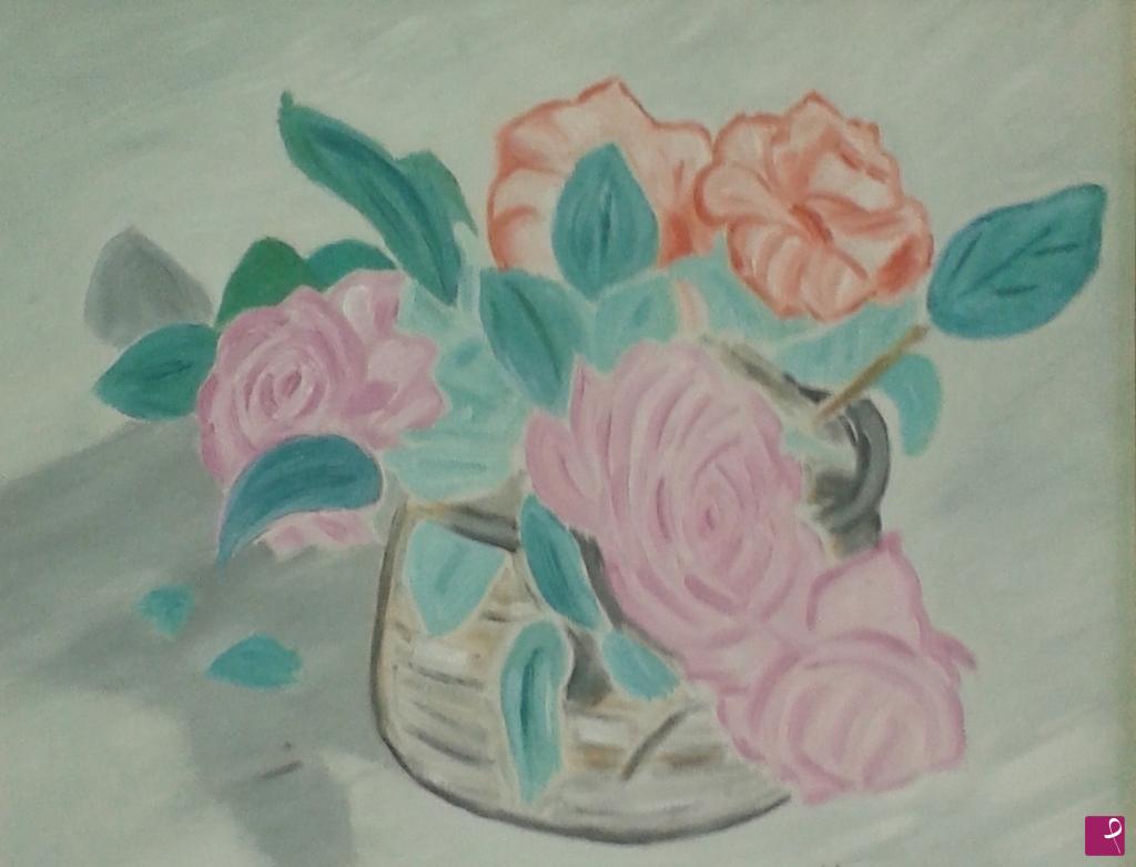 quadri in vendita online - Vaso di rose