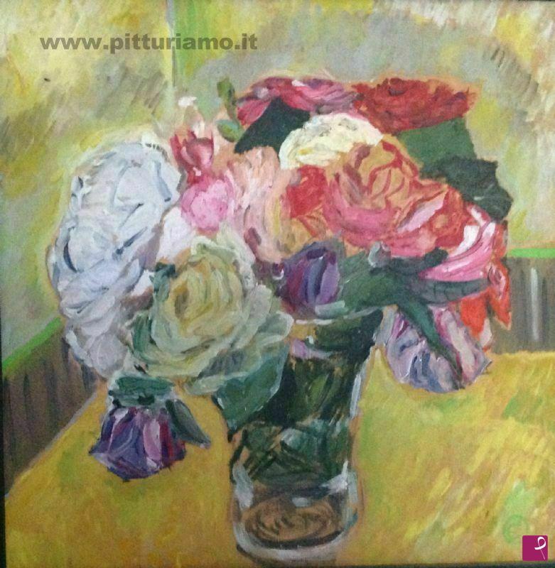 quadri in vendita online - Vaso di rose