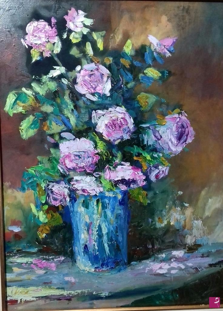 quadri in vendita online - Vaso di rose