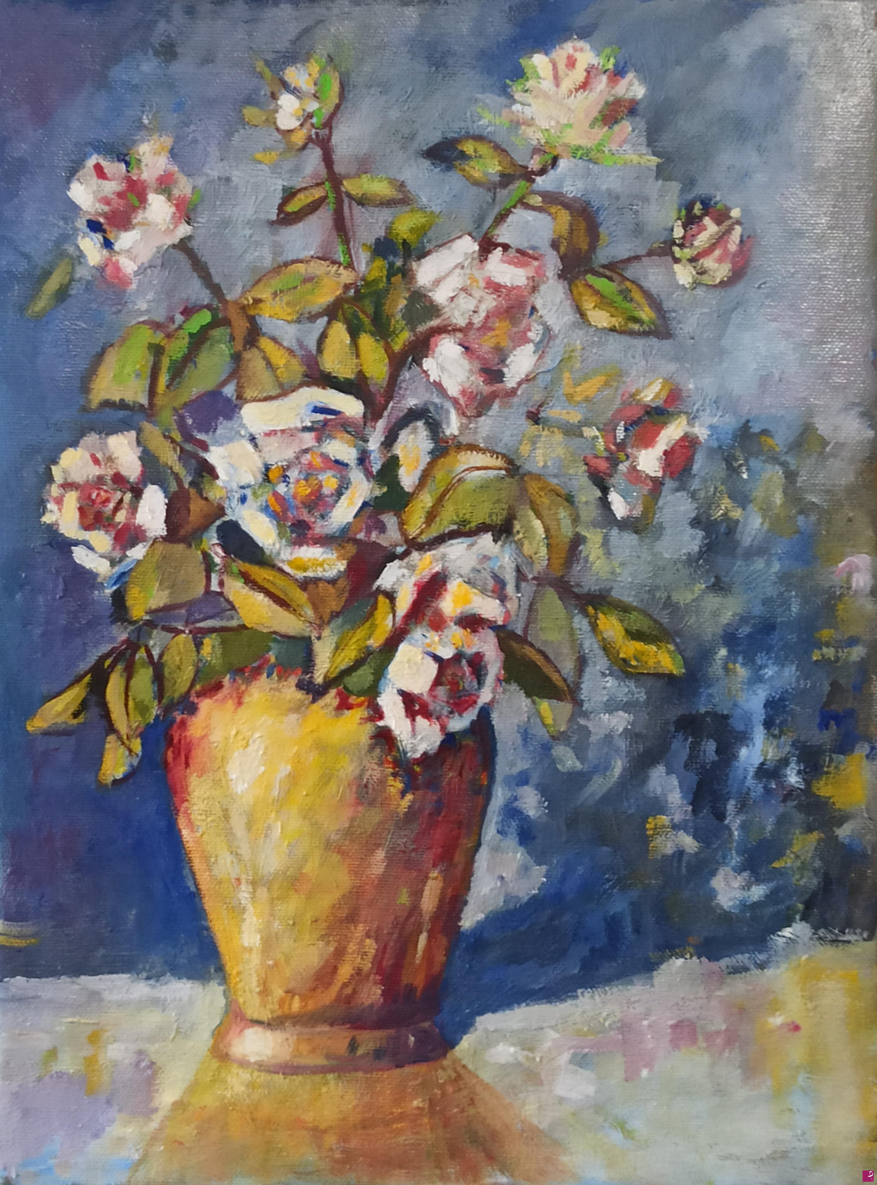 quadri in vendita online - Vaso di rose 