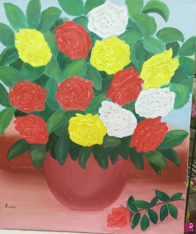 quadri in vendita online - Vaso di rose