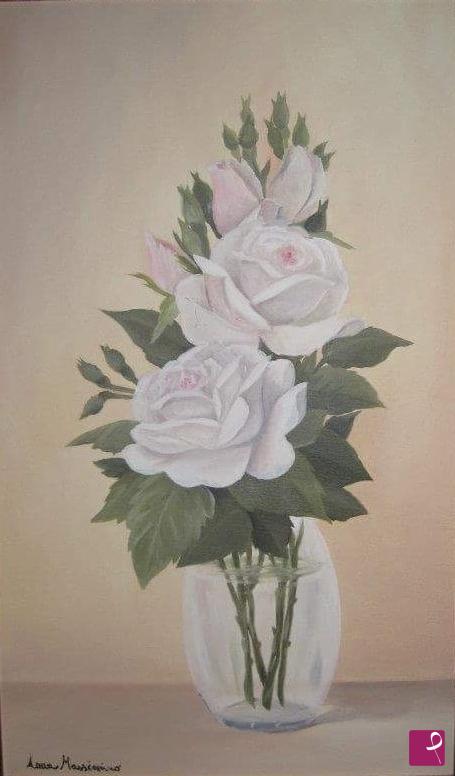 quadri in vendita online - Vaso di rose