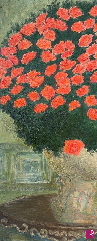 quadri in vendita online - Vaso di rose arancioni